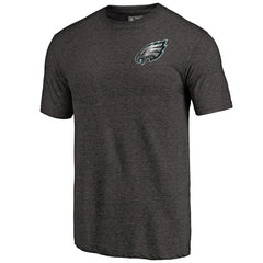 Philadelphia Eagles Primary Logo Left Chest Distressed Tri-Blend T-Shirt - Heathered Black - NFL