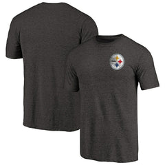 Pittsburgh Steelers Primary Logo Left Chest Distressed Tri-Blend T-Shirt - Heathered Black - NFL