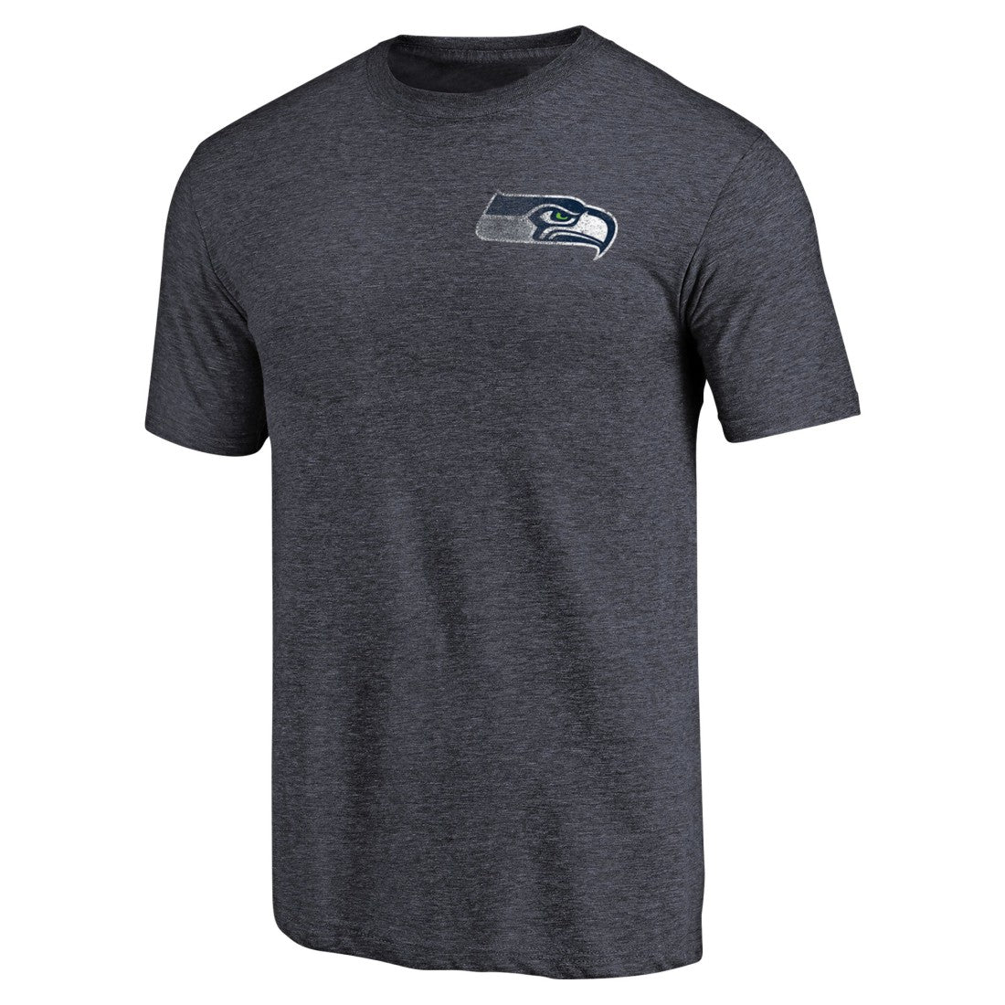 Seattle Seahawks Primary Logo Left Chest Distressed Tri-Blend T-Shirt - Heathered College Navy - NFL