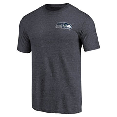 Seattle Seahawks Primary Logo Left Chest Distressed Tri-Blend T-Shirt - Heathered College Navy - NFL