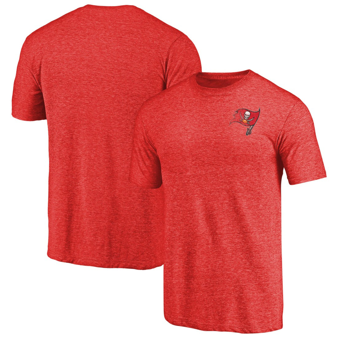 Tampa Bay Buccaneers Primary Logo Left Chest Distressed Tri-Blend T-Shirt - Heathered Red - NFL