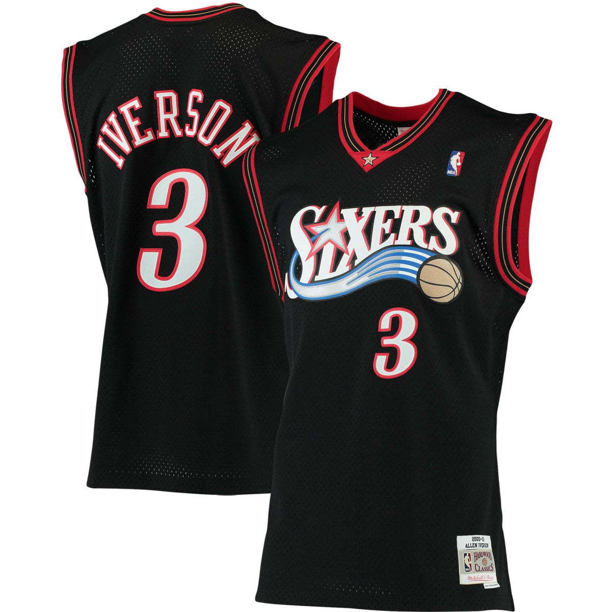 Mitchell & Ness Allen Iverson Philadelphia 76ers 2000/01 Big & Tall Hardwood Classics Swingman Jersey Black