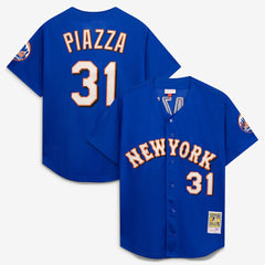 Mike Piazza New York Mets Mitchell & Ness Cooperstown Collection Mesh Batting Practice Button-Up Jersey for sale