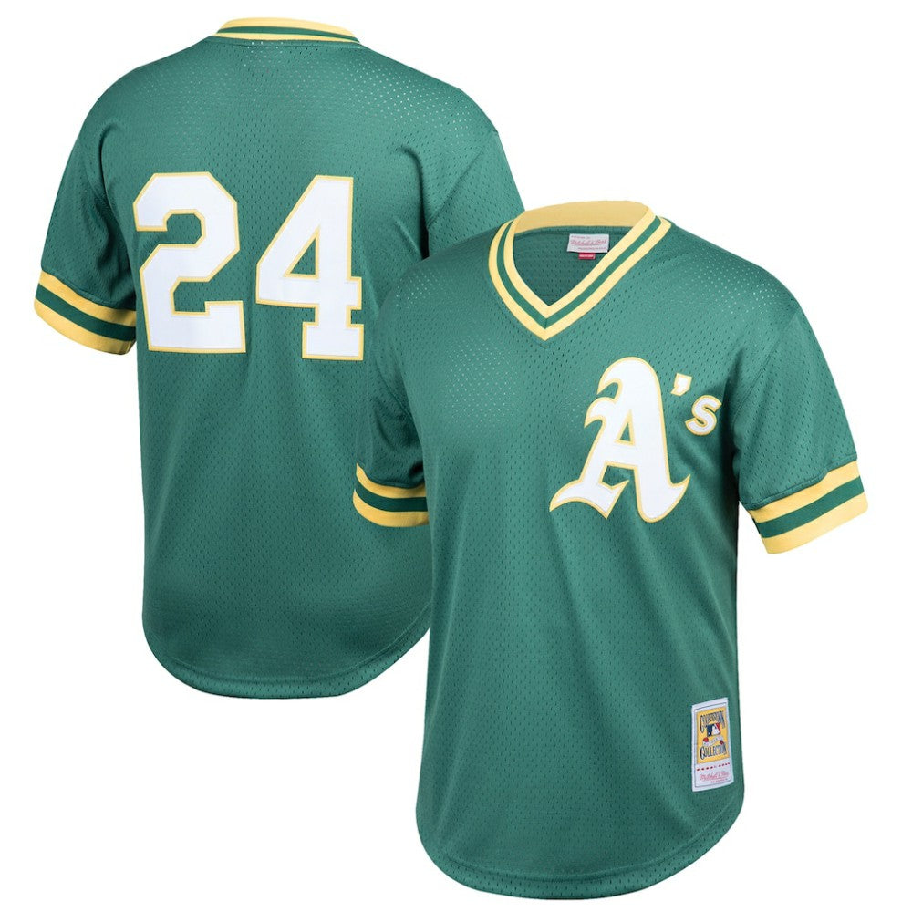 Rickey Henderson Athletics Mitchell & Ness Youth Cooperstown Collection Mesh Batting Practice Jersey Near Me
