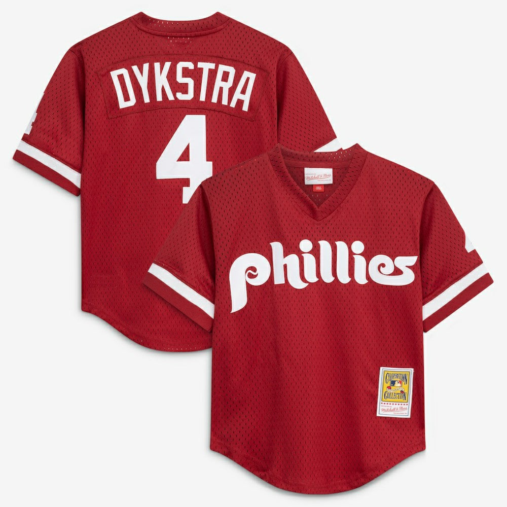 Lenny Dykstra Philadelphia Phillies Mitchell & Ness Youth Cooperstown Collection Mesh Batting Practice Jersey for sale