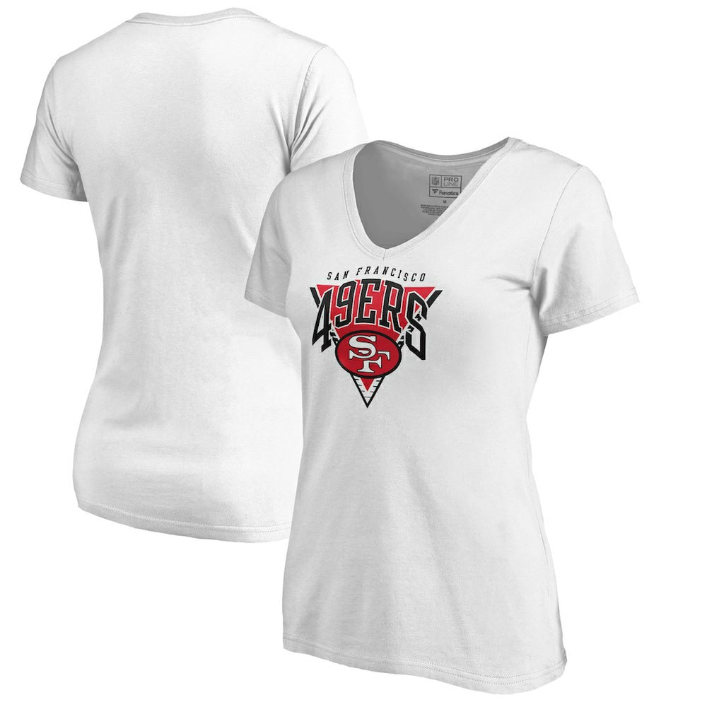 San Francisco 49ers Women's Frontline V-Neck T-Shirt - White - NFL