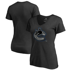 Vancouver Canucks Women's Core Smoke V-Neck T-Shirt - Black | NHL Lifestyle