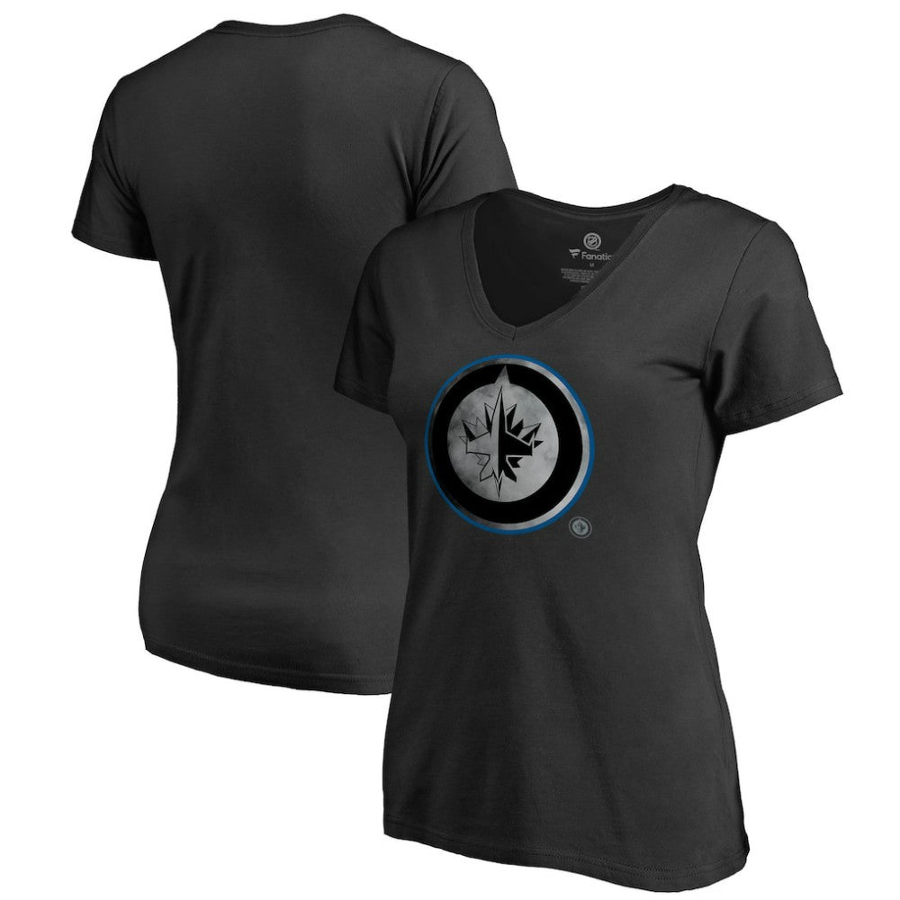 Winnipeg Jets Women's Core Smoke V-Neck T-Shirt - Black | NHL Lifestyle