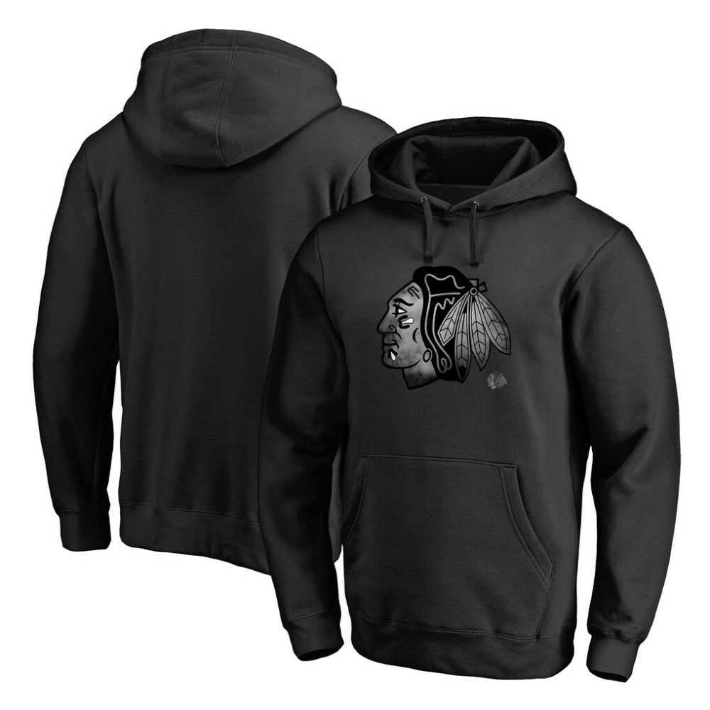Chicago Blackhawks Core Smoke Pullover Hoodie - Black | NHL Clearance