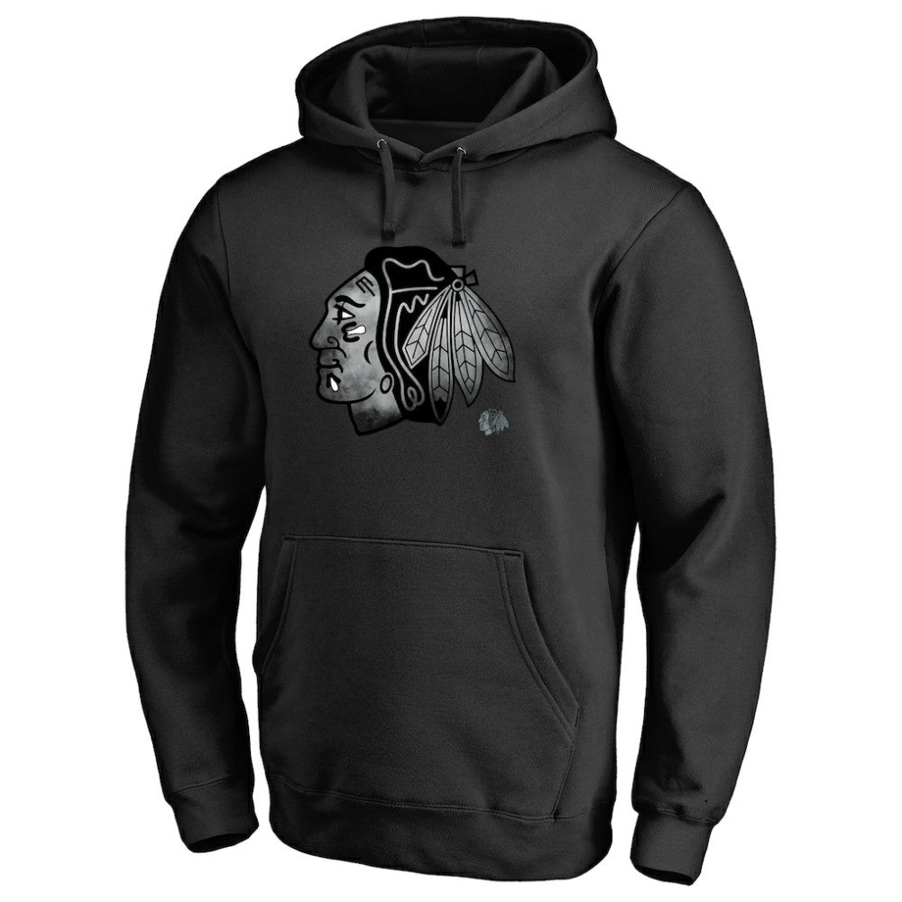 Chicago Blackhawks Core Smoke Pullover Hoodie - Black | NHL Clearance