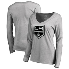Los Angeles Kings Women's Team Alternate Long Sleeve V-Neck T-Shirt - Heather Gray | NHL sale