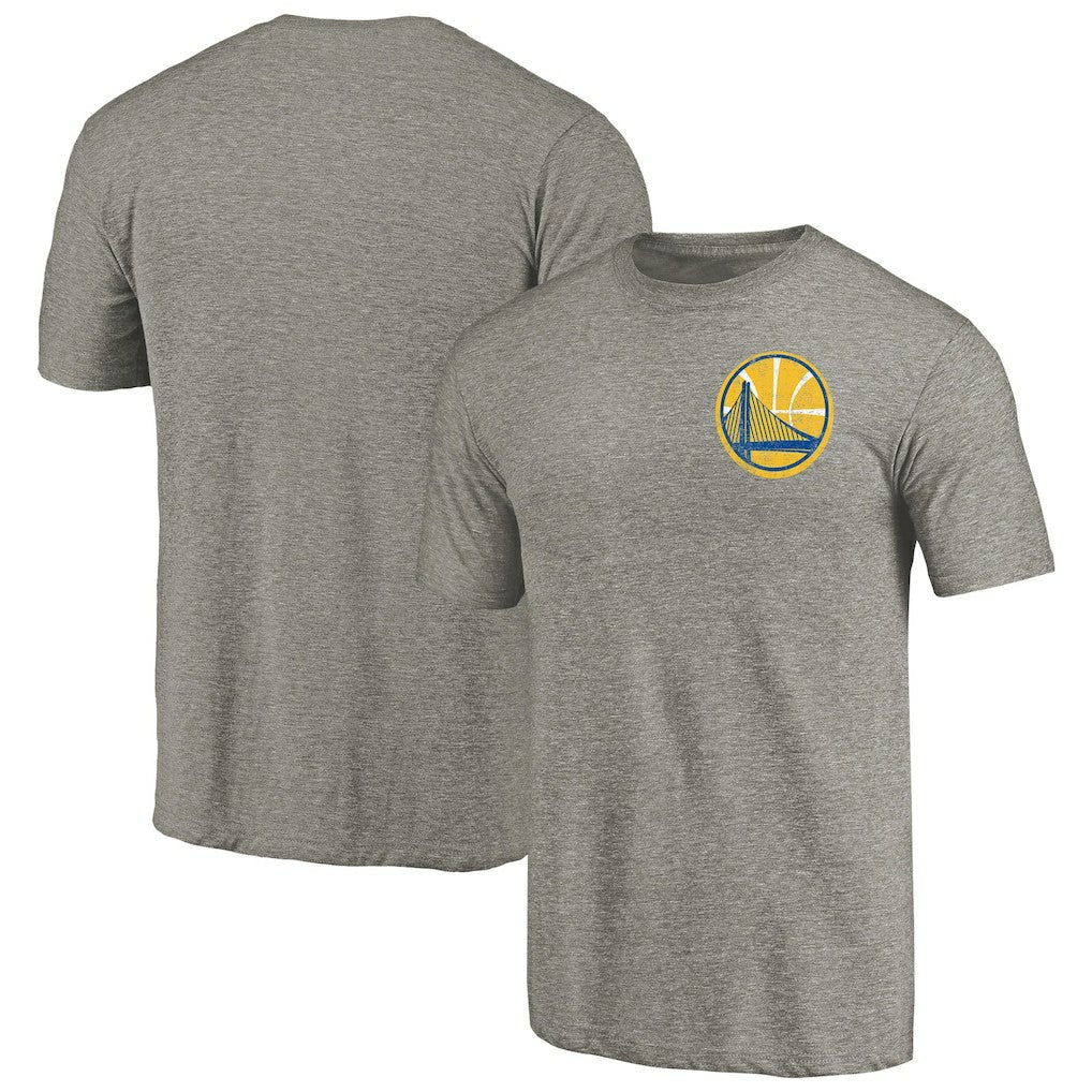 Golden State Warriors Primary Logo Left Chest Distressed Tri-Blend T-Shirt Gray