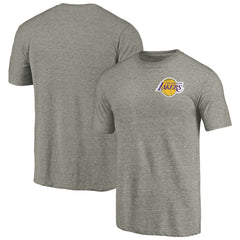 Los Angeles Lakers Primary Logo Left Chest Distressed Tri-Blend T-Shirt Gray
