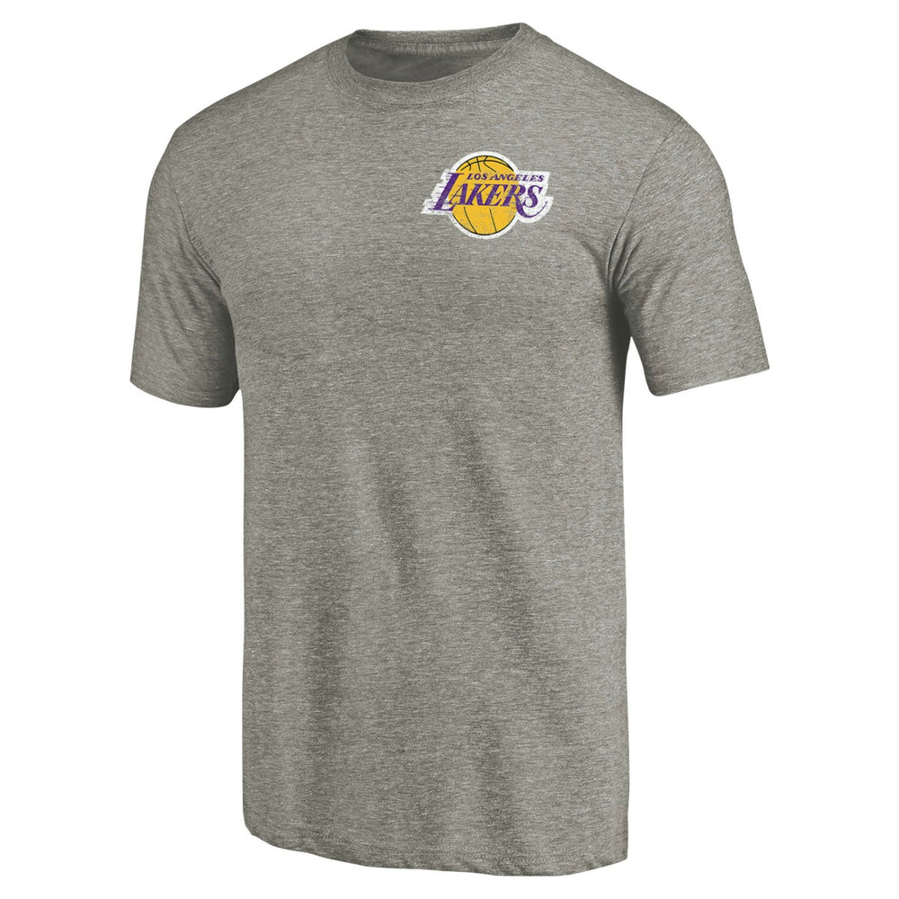 Los Angeles Lakers Primary Logo Left Chest Distressed Tri-Blend T-Shirt Gray
