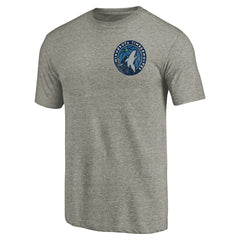 Minnesota Timberwolves Primary Logo Left Chest Distressed Tri-Blend T-Shirt Gray