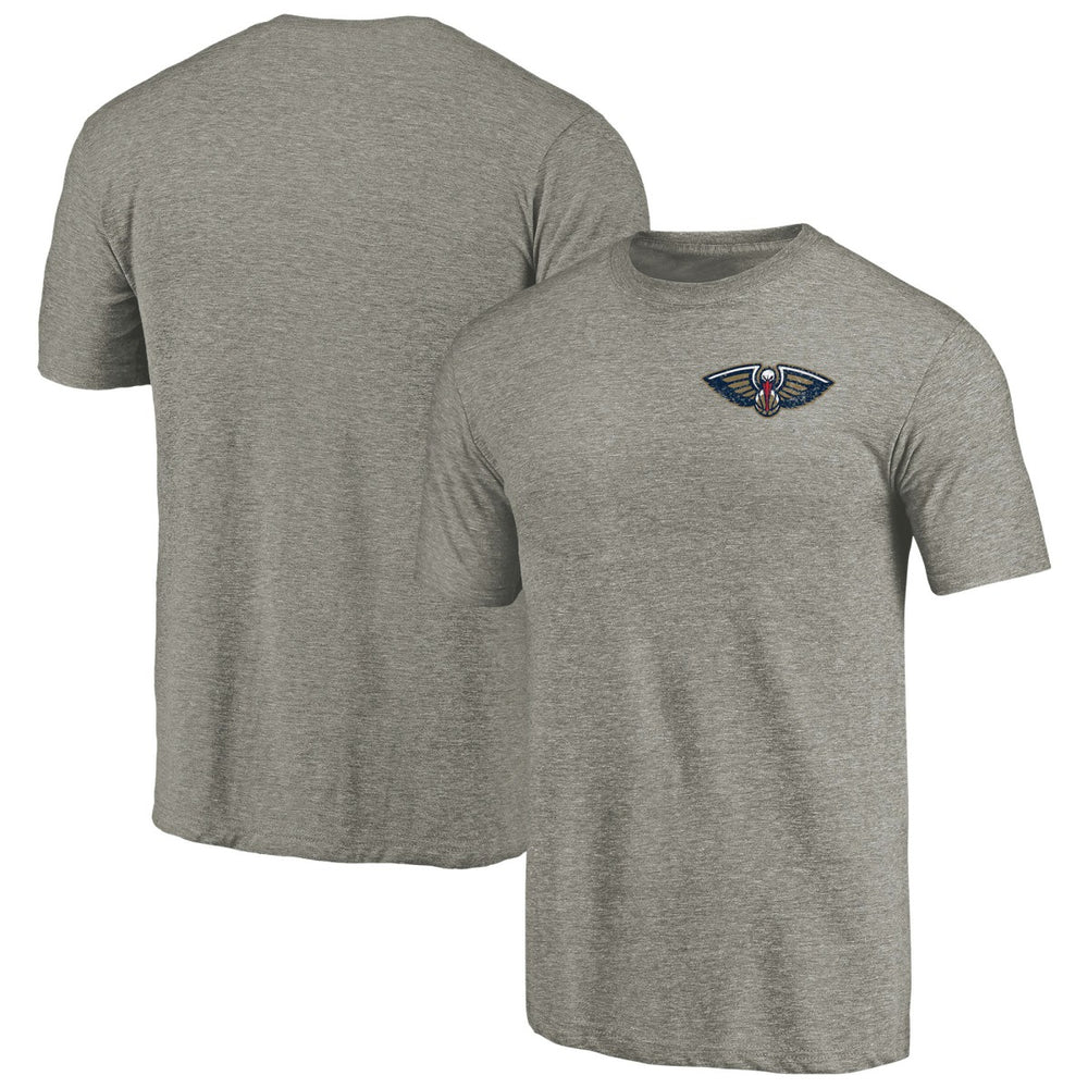 New Orleans Pelicans Primary Logo Left Chest Distressed Tri-Blend T-Shirt Gray