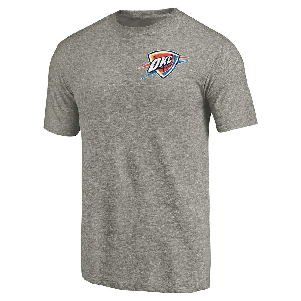 Oklahoma City Thunder Primary Logo Left Chest Distressed Tri-Blend T-Shirt Gray