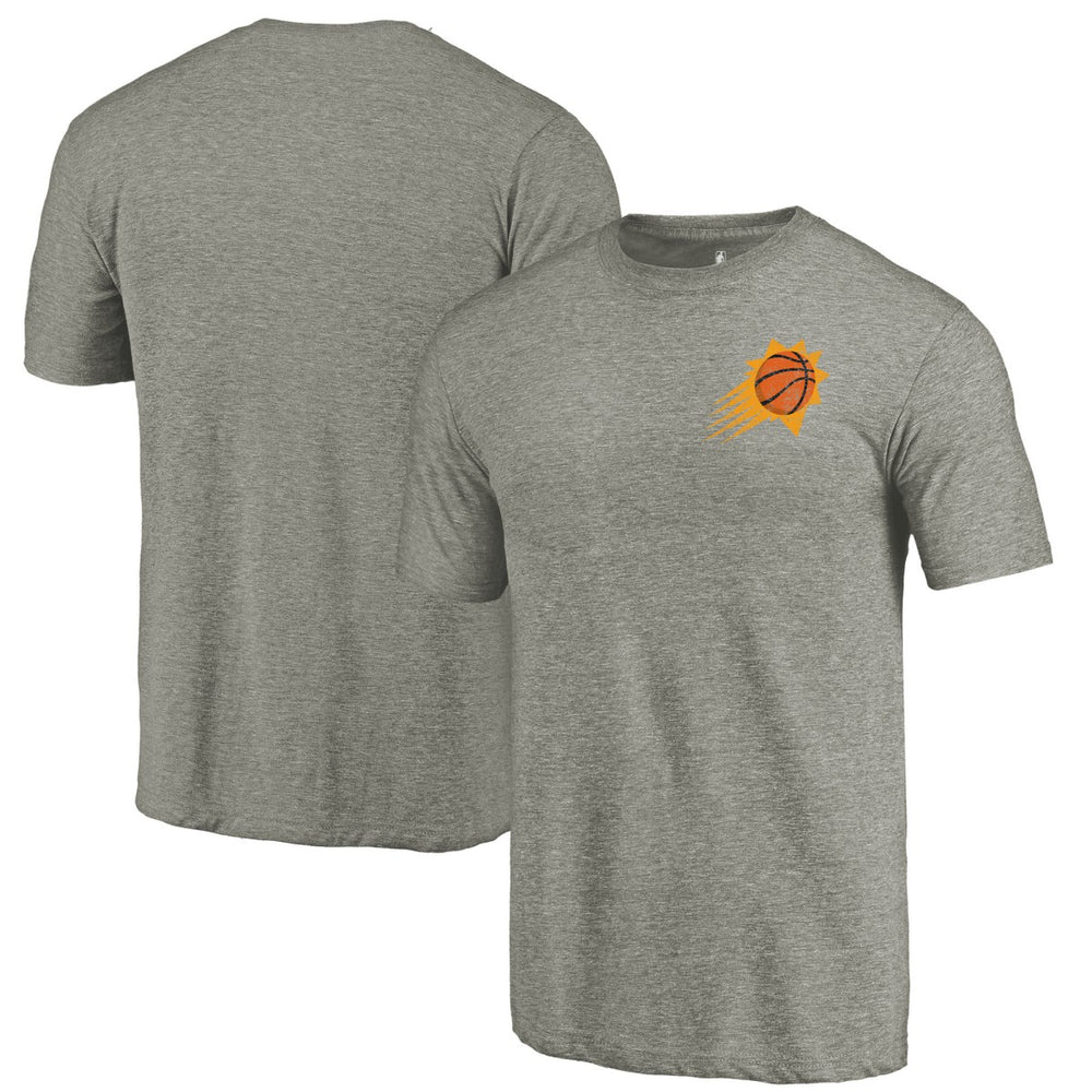 Phoenix Suns Primary Logo Left Chest Distressed Tri-Blend T-Shirt Gray
