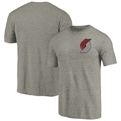 Portland Trail Blazers Primary Logo Left Chest Distressed Tri-Blend T-Shirt Gray
