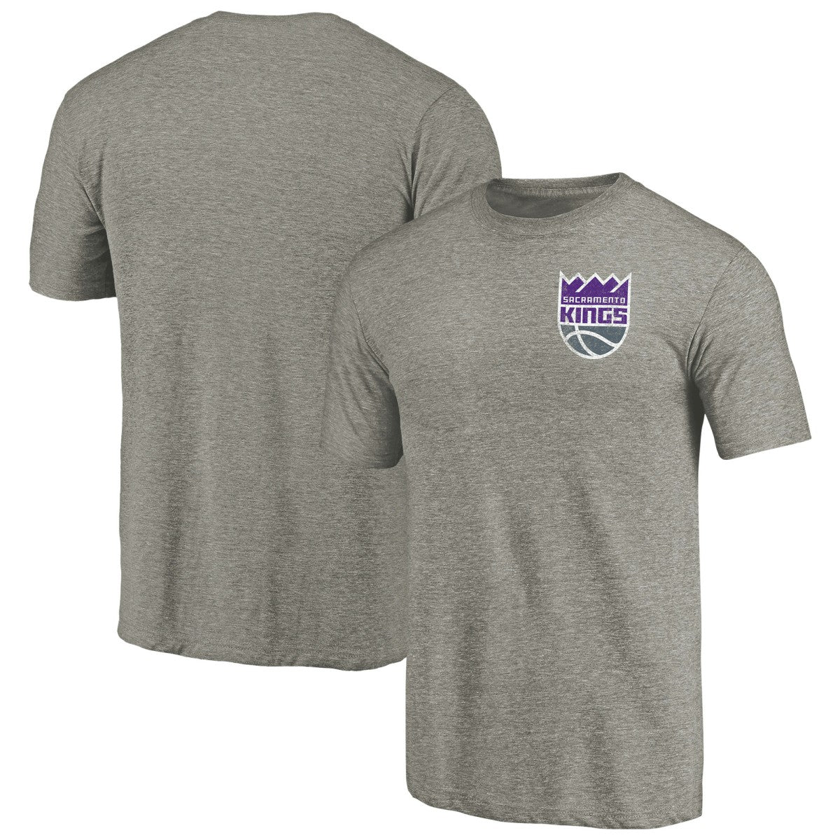 Sacramento Kings Primary Logo Left Chest Distressed Tri-Blend T-Shirt Gray
