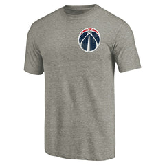 Washington Wizards Primary Logo Left Chest Distressed Tri-Blend T-Shirt Gray