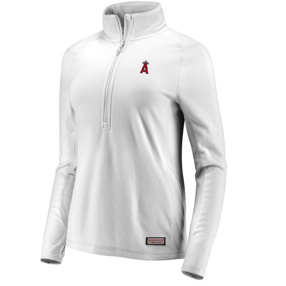Los Angeles Angels Vineyard Vines Women's Performance Grid Half-Zip Pullover Top for sale