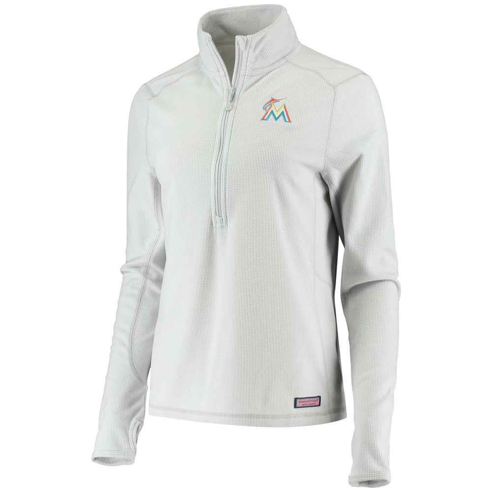 Miami Marlins Vineyard Vines Women's Performance Grid Half-Zip Pullover Top Online