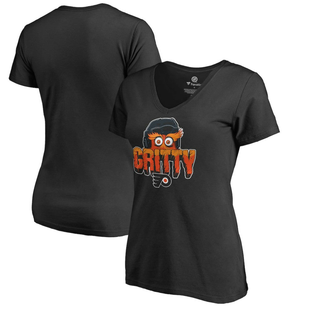 Philadelphia Flyers Women's Go Gritty V-Neck T-Shirt - Black | NHL on sale