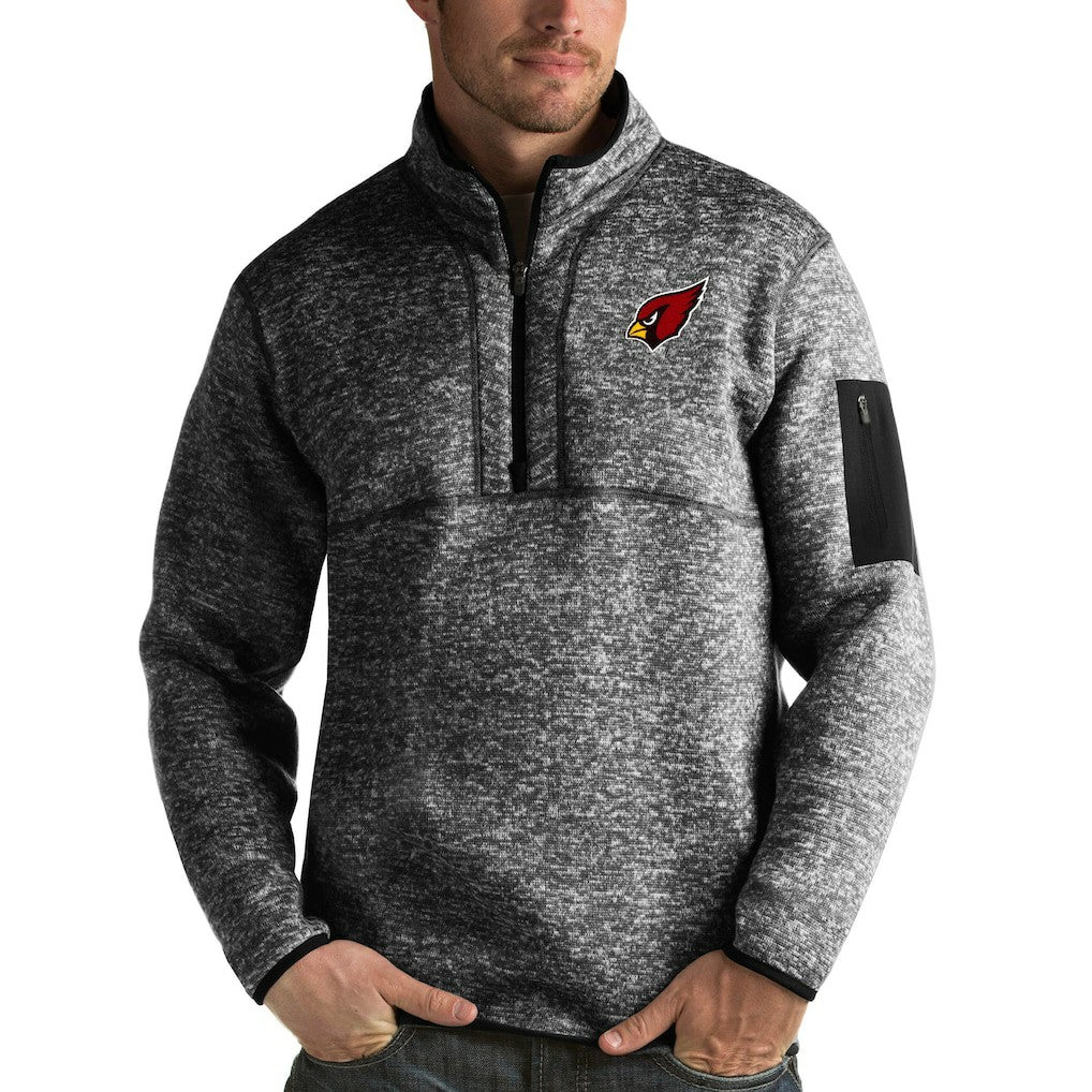 Arizona Cardinals Antigua Fortune Quarter-Zip Pullover Jacket - Heather Black - NFL