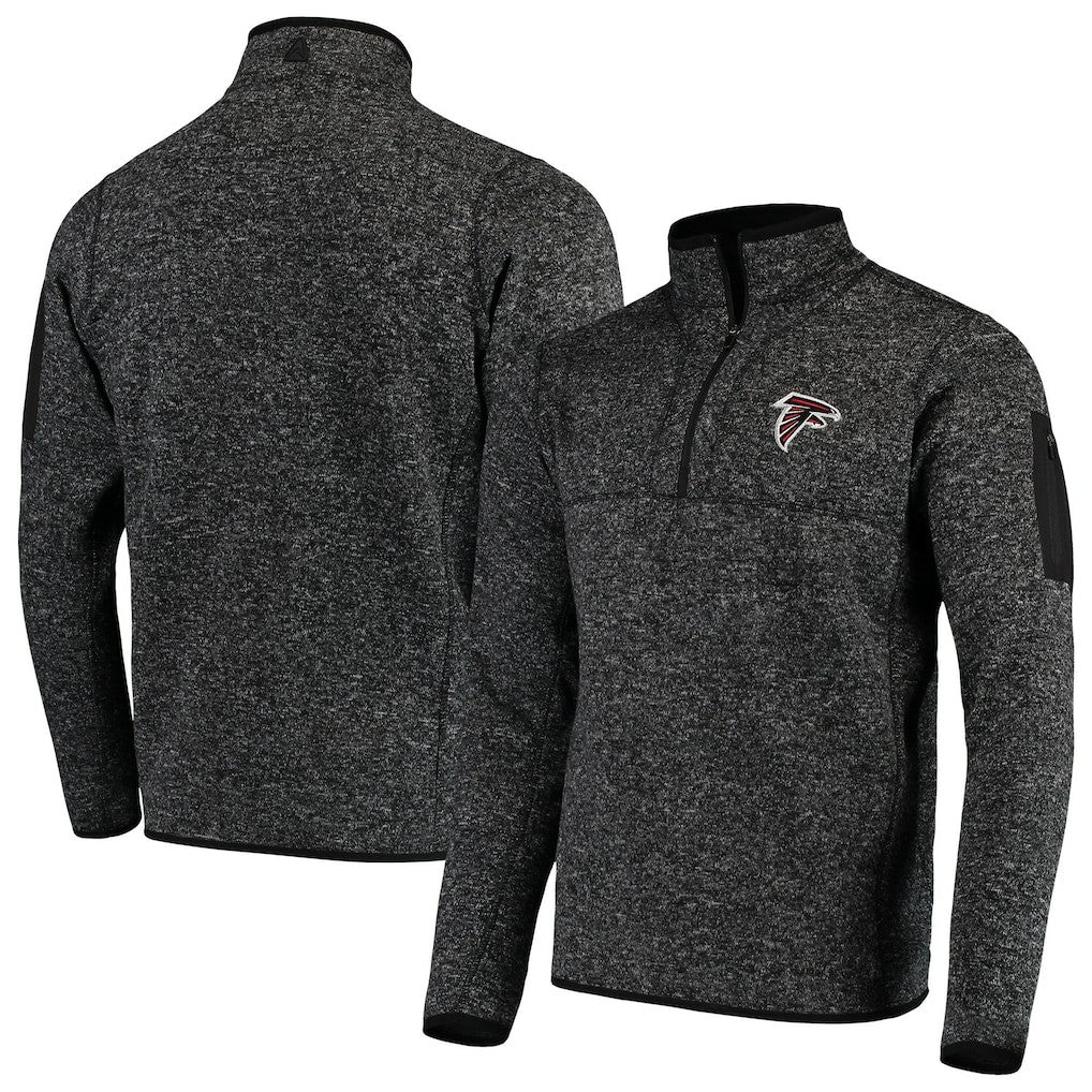 Atlanta Falcons Antigua Fortune Quarter-Zip Pullover Jacket - Heather Black - NFL