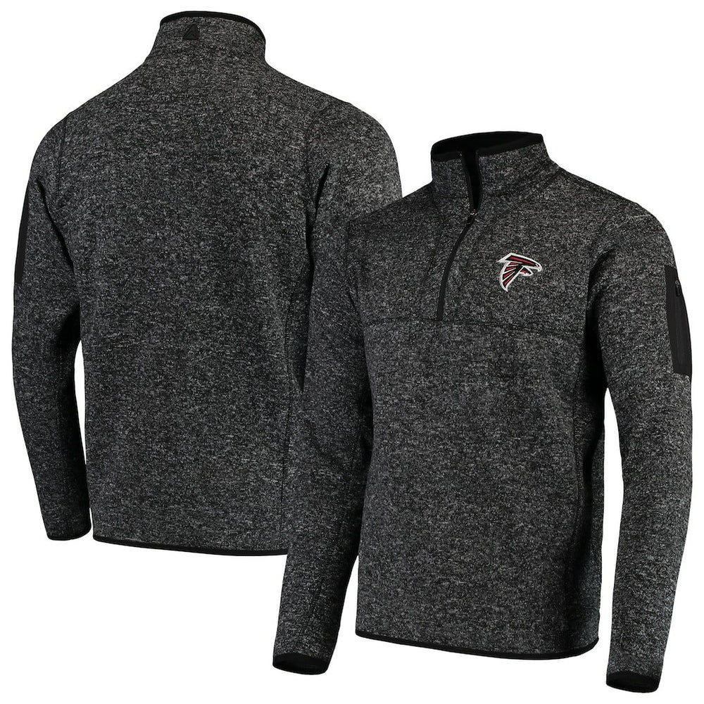 Atlanta Falcons Antigua Fortune Quarter-Zip Pullover Jacket - Heather Black - NFL