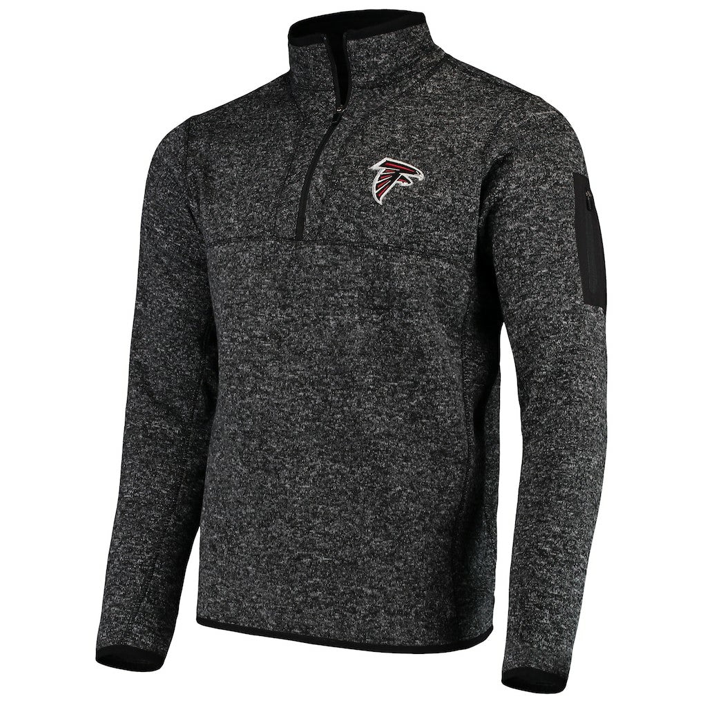 Atlanta Falcons Antigua Fortune Quarter-Zip Pullover Jacket - Heather Black - NFL