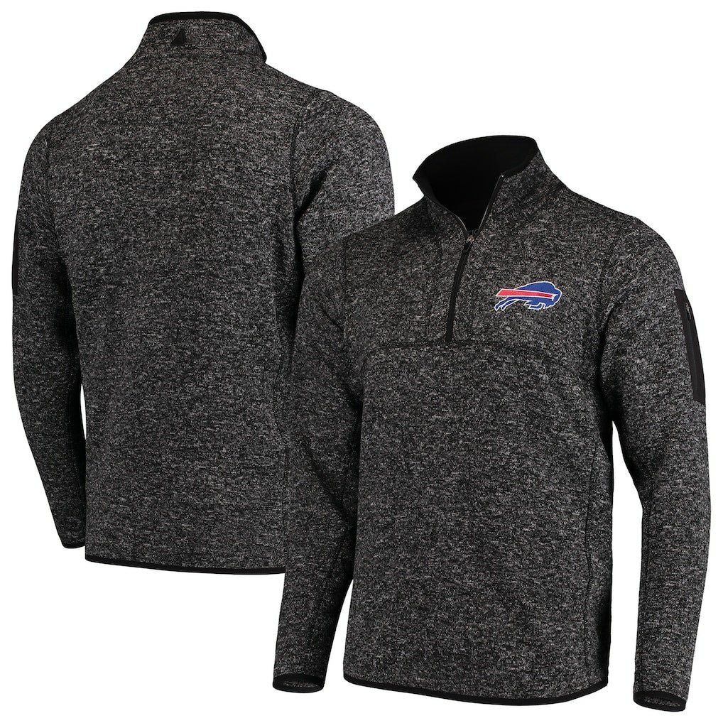 Buffalo Bills Antigua Fortune Quarter-Zip Pullover Jacket - Heathered Black - NFL