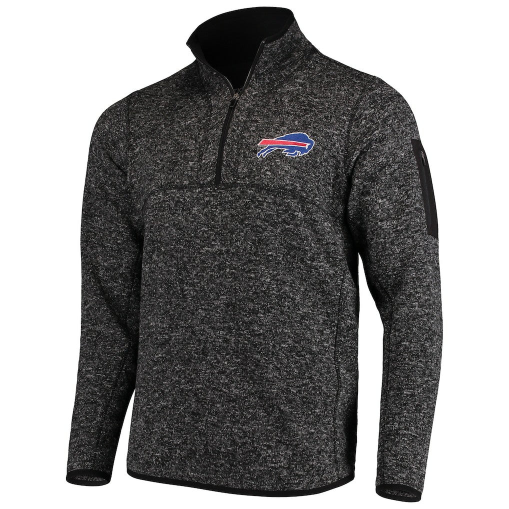 Buffalo Bills Antigua Fortune Quarter-Zip Pullover Jacket - Heathered Black - NFL