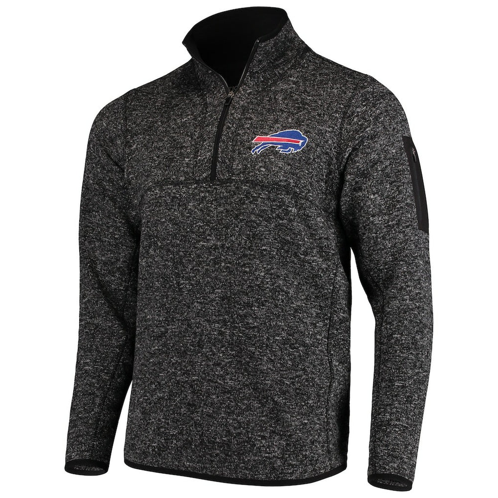 Buffalo Bills Antigua Fortune Quarter-Zip Pullover Jacket - Heathered Black - NFL