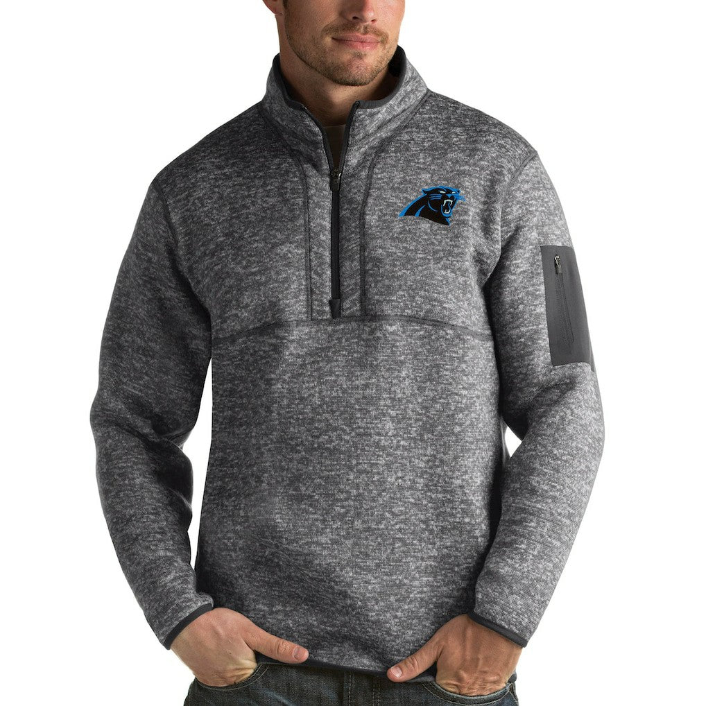 Carolina Panthers Antigua Fortune Quarter-Zip Pullover Jacket - Charcoal - NFL