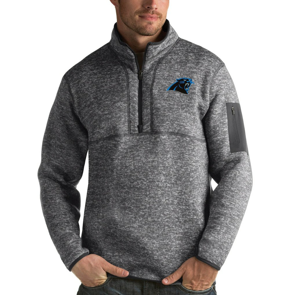 Carolina Panthers Antigua Fortune Quarter-Zip Pullover Jacket - Charcoal - NFL