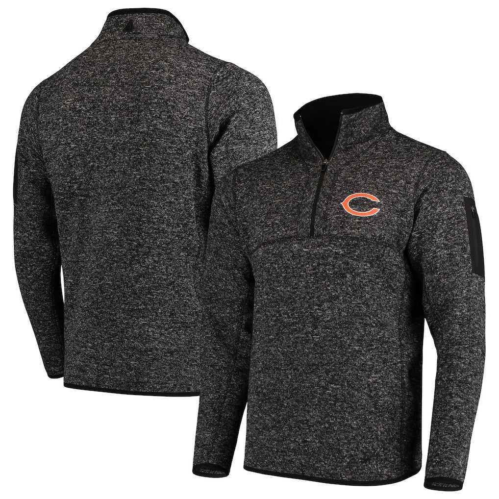 Chicago Bears Antigua Fortune Quarter-Zip Pullover Jacket - Heather Black - NFL