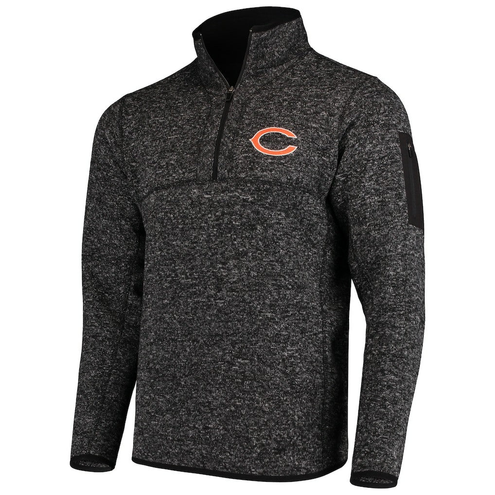 Chicago Bears Antigua Fortune Quarter-Zip Pullover Jacket - Heather Black - NFL