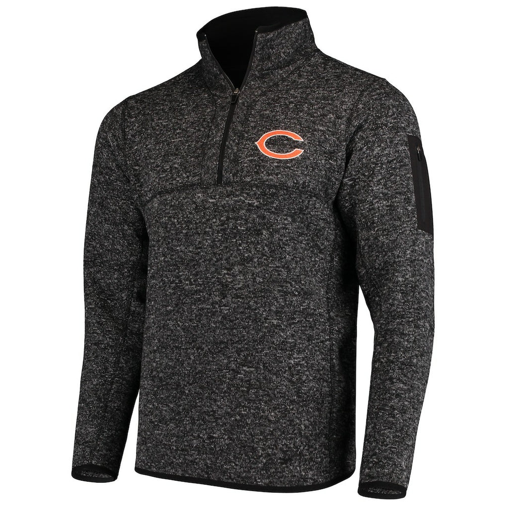 Chicago Bears Antigua Fortune Quarter-Zip Pullover Jacket - Heather Black - NFL