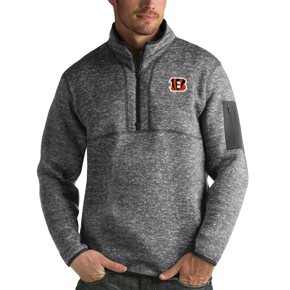 Cincinnati Bengals Antigua Fortune Quarter-Zip Pullover Jacket - Charcoal - NFL