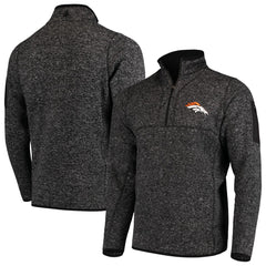 Denver Broncos Antigua Fortune Quarter-Zip Pullover Jacket - Heather Black - NFL