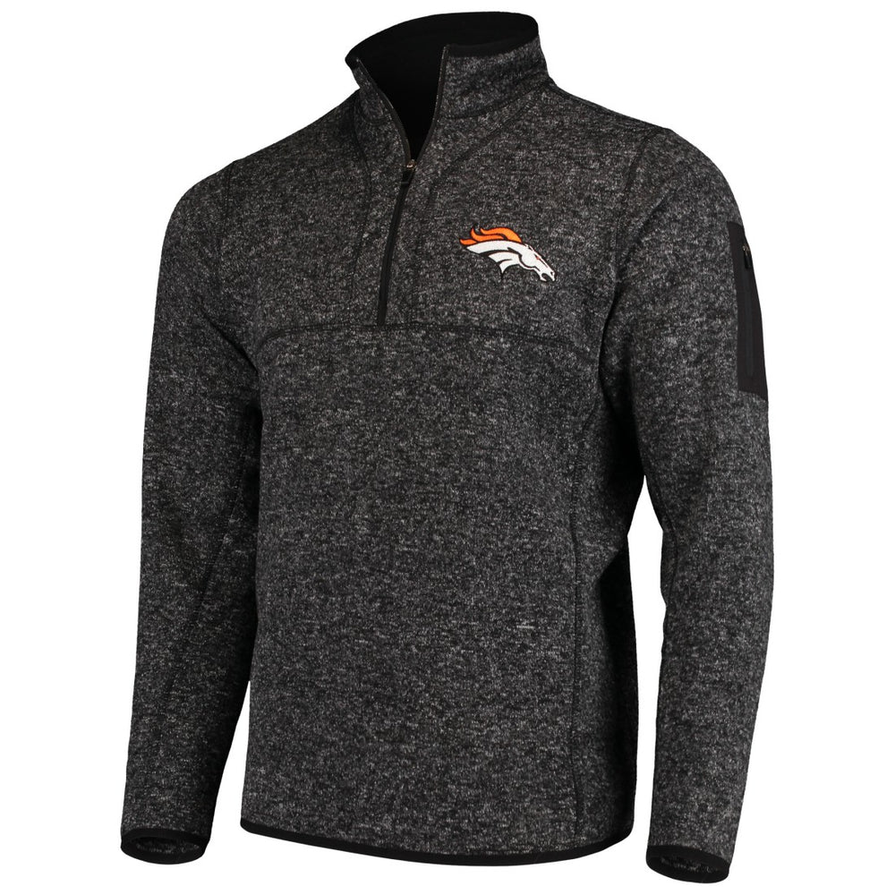 Denver Broncos Antigua Fortune Quarter-Zip Pullover Jacket - Heather Black - NFL