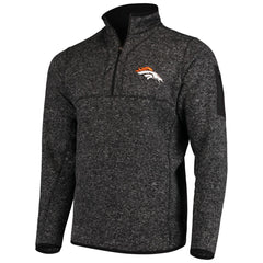 Denver Broncos Antigua Fortune Quarter-Zip Pullover Jacket - Heather Black - NFL