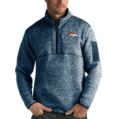 Denver Broncos Antigua Fortune Quarter-Zip Pullover Jacket - Heather Navy - NFL