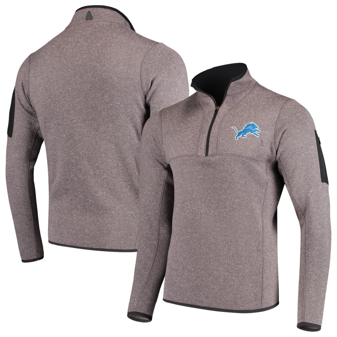 Detroit Lions Antigua Fortune Quarter-Zip Pullover Jacket - Charcoal - NFL