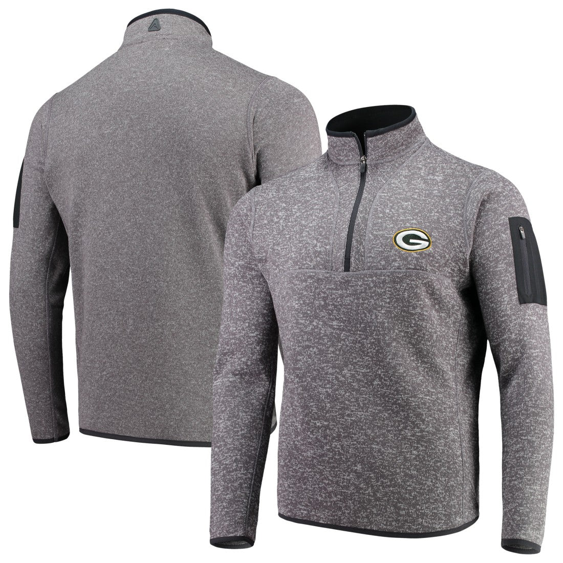 Green Bay Packers Antigua Fortune Quarter-Zip Pullover Jacket - Charcoal - NFL