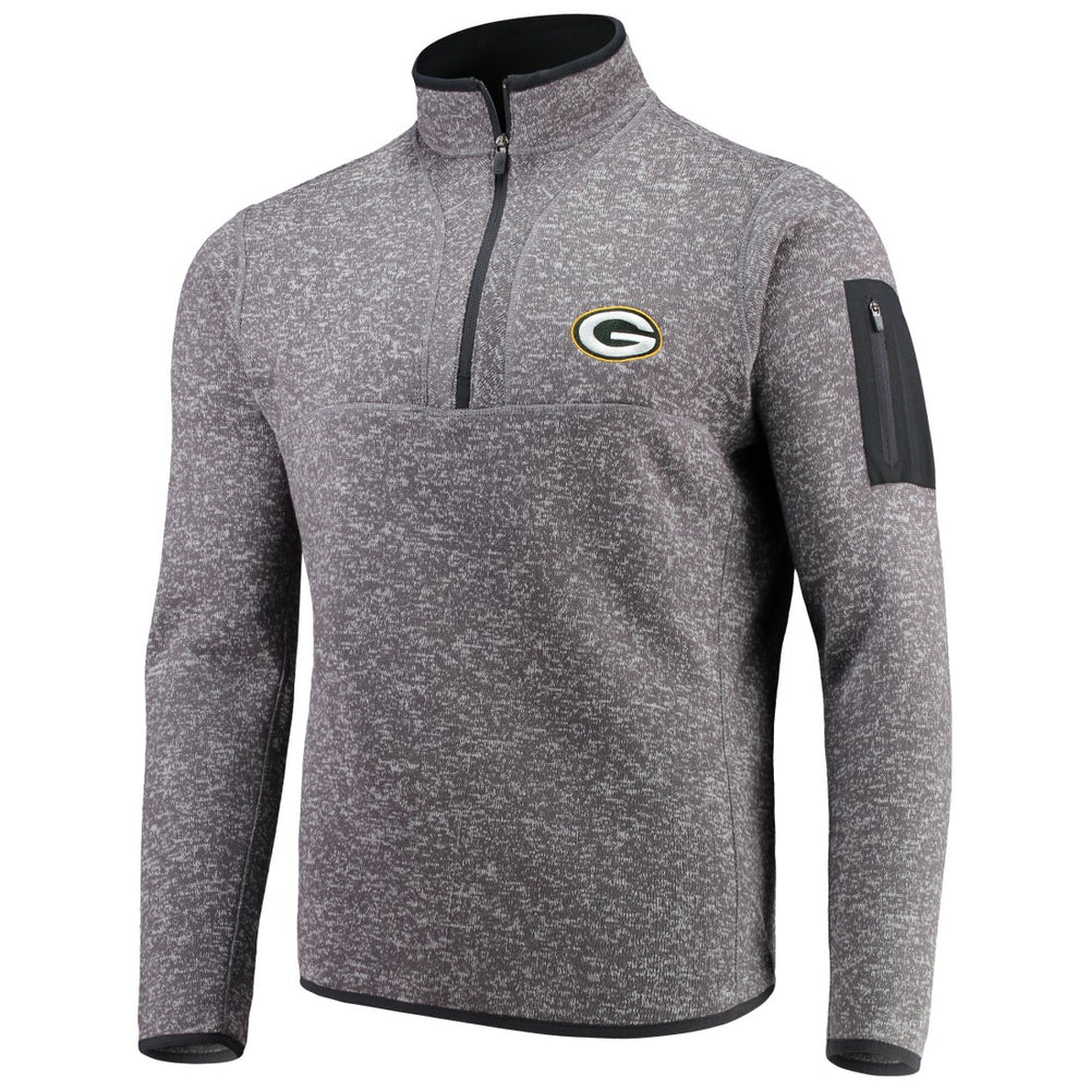 Green Bay Packers Antigua Fortune Quarter-Zip Pullover Jacket - Charcoal - NFL