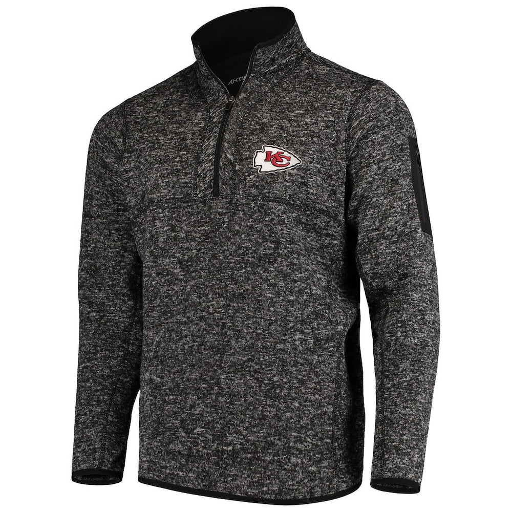 Kansas City Chiefs Antigua Fortune Quarter-Zip Pullover Jacket - Heather Black - NFL