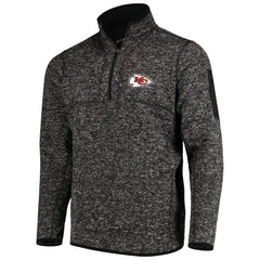 Kansas City Chiefs Antigua Fortune Quarter-Zip Pullover Jacket - Heather Black - NFL